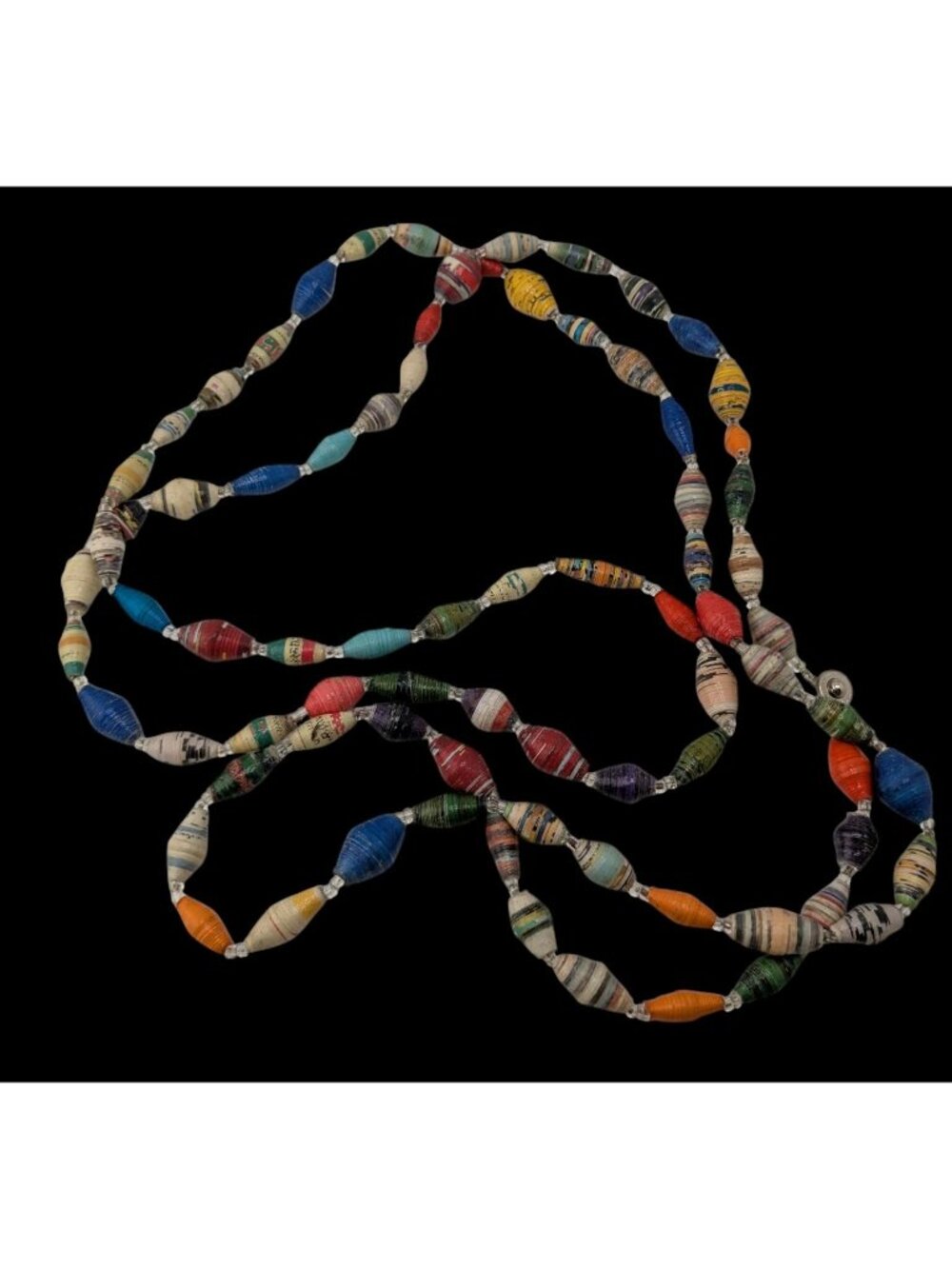 Vintage Handmade Paper Bead Necklace Rainbow Casual Statement Jewelry